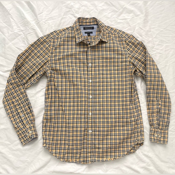 Banana Republic Mens Plaid Button Shirt | Camden Fit | Size M | Navy & Yellow - Picture 2 of 14
